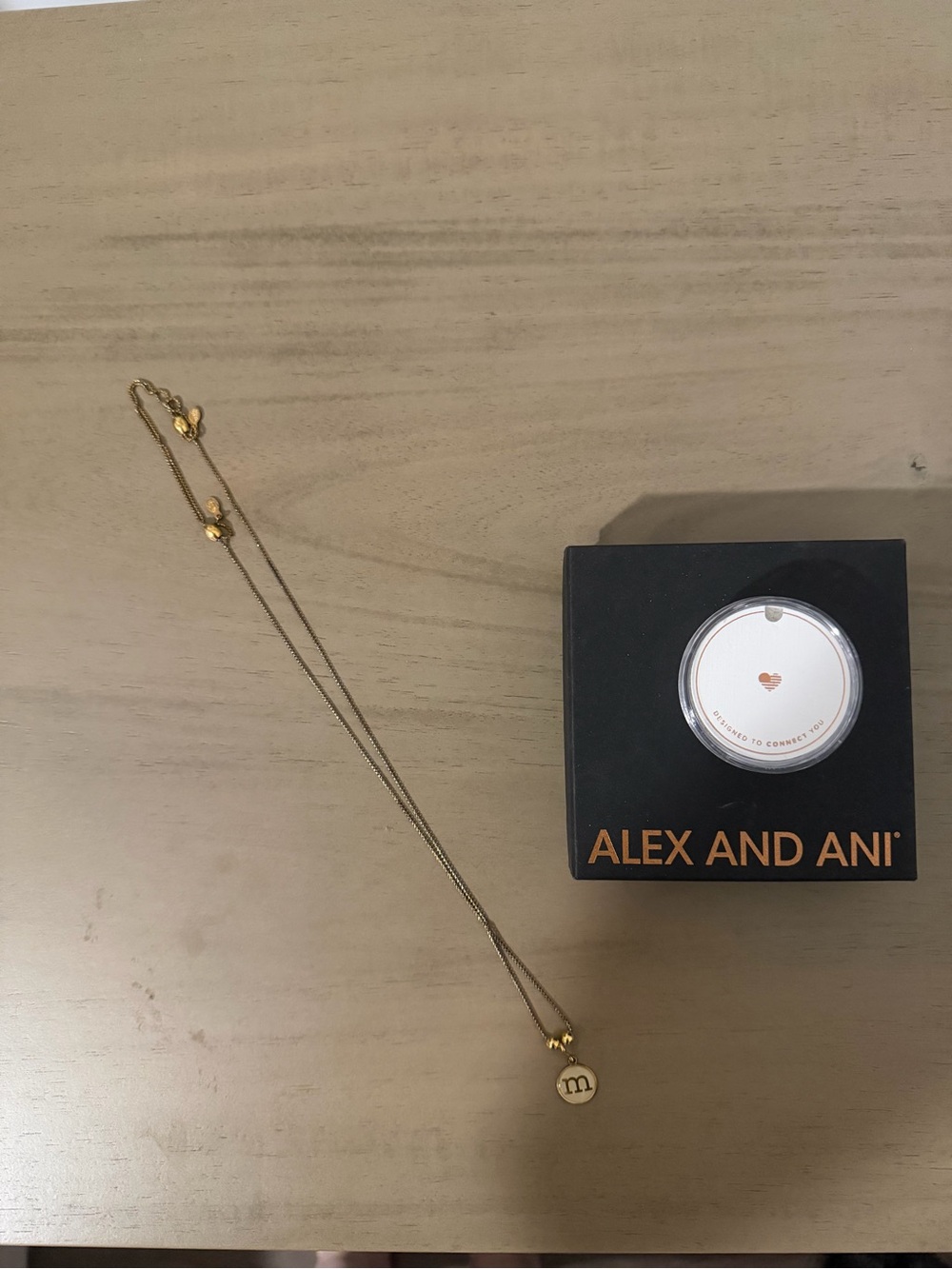 Alex and Ani Gold Initial 'M' Disc Pendant Necklace